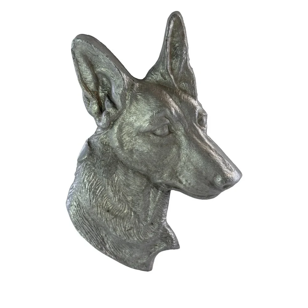 Vintage Heavy Cast Aluminum Pharaoh Hound Dog Head Wall Plaque Maltese Greyhound